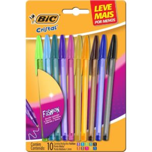 Caneta Esferografica Cristal Fashion Dura C/10CORES - Imagem 1