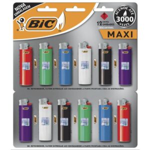 Isqueiro Descartavel Bic Maxi a Gas Cartela C/12UND - Imagem 1