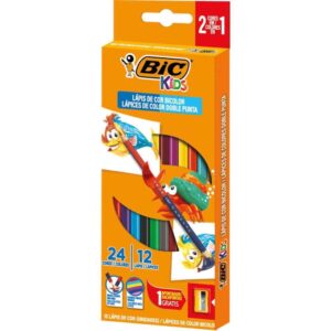 Lapis de Cor Sextavado Bic Bicolor 12 Lapis 24 Cores - Imagem 1