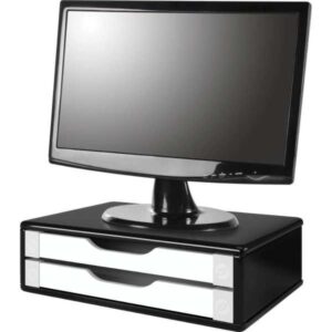 Suporte para Monitor 2GAVETAS 39X26X12 Mdf Pt/Bc - Imagem 1