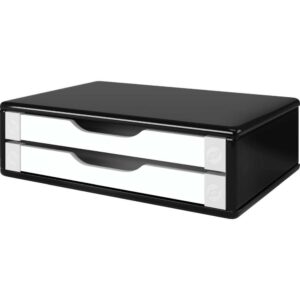 Suporte para Monitor 2GAVETAS 39X26X12 Mdf Pt/Bc - Imagem 2