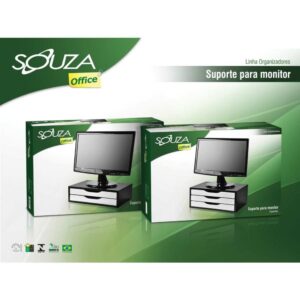 Suporte para Monitor 2GAVETAS 39X26X12 Mdf Pt/Bc - Imagem 3