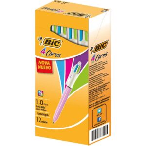 Caneta Esferografica Bic 4 Cores Refresh Corpo Rosa - Imagem 1