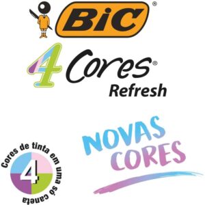 Caneta Esferografica Bic 4 Cores Refresh Corpo Rosa - Imagem 3