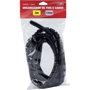 Organizador de Cabos Espiral 12MMX1,1MM 3MTS. Preto - Imagem 2