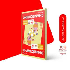 Papel Sulfite A4 Colorido Chamequinho 75G Amarelo - Imagem 2
