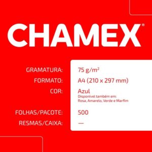 Papel Sulfite A4 Colorido Chamex 75G Azul - Imagem 5