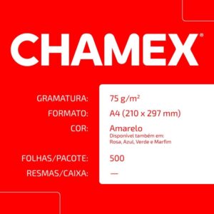 Papel Sulfite A4 Colorido Chamex 75G Amarelo - Imagem 5