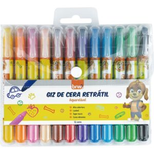 Giz de Cera Jumbo Retratil Aquarelavel 12 Cores - Imagem 1