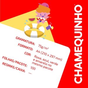 Papel Sulfite A4 Colorido Chamequinho 75G 4 Cores - Imagem 4