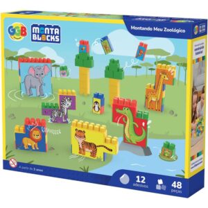 Brinquedo para Montar Montando Meu Zoologico 48PCS - Imagem 1