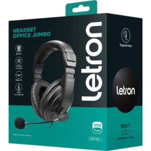 Fone de Ouvido com Microfone Letron Headset Office Jumbo Pt - Imagem 2
