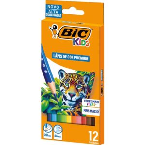 Lapis de Cor Sextavado Bic Kids Madeira 12 Cor. - Imagem 1