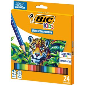 Lapis de Cor Sextavado Bic Kids Madeira 24 Cor. - Imagem 1