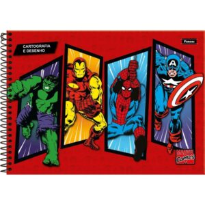 Caderno Desenho Univ Capa Dura Marvel Comics 80FLS.