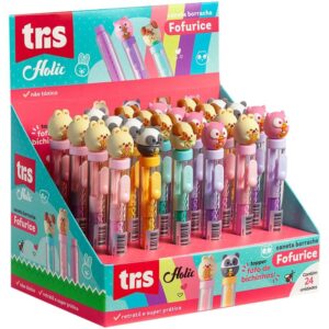 Borracha Caneta Tris Fofurices Retratil 4CORES - Imagem 1