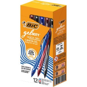 Caneta Gel Bic Quick Dry Az/Pt/Vm - Imagem 1