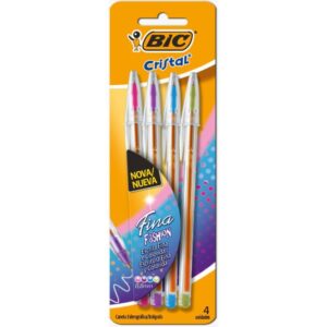 Caneta Esferografica Cristal Fina Fashion 4 Cores - Imagem 1