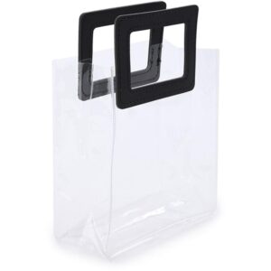 Sacola para Presente Lisa PVC Transp/Preta 16,4X14,2X7,3