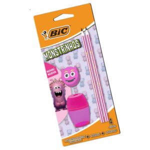 Kit Escolar Monstrinho Rosa Lap.+borr+apon - Imagem 1