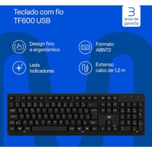 Teclado USB TF600 Teclas Silenciosas - Imagem 3