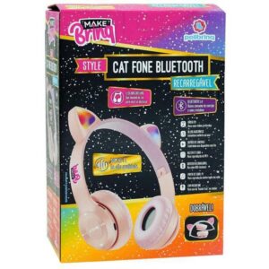 Fone de Ouvido Bluetooth Make Brinq Cat Dobravel C/Luz/