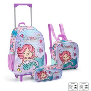 Mochila Infantil com Rodinha Sereia/Unicornio Lanc+est (S) - Imagem 1