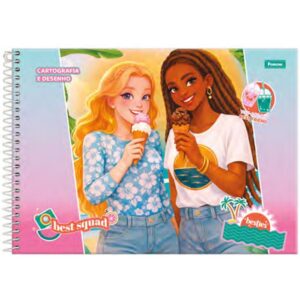 Caderno Desenho Univ Capa Dura Besties 80FLS. - Imagem 1