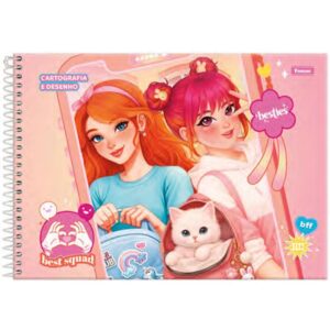 Caderno Desenho Univ Capa Dura Besties 80FLS. - Imagem 3