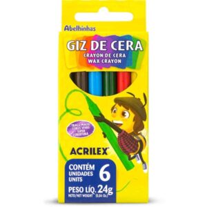 Giz de Cera Fino 06 Cores 24G - Imagem 1