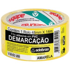 Fita para Demarcacao de Solo PVC Amarela 48MMX14MTS. - Imagem 1