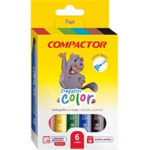 Caneta Hidrografica Jumbo Compactor Color C/06 Cores - Imagem 1