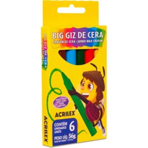 Giz de Cera Jumbo 06 Cores Big Giz 56G - Imagem 3