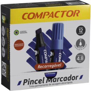 Pincel Marcador Permanente Recarregavel 4 e 8MM Azul - Imagem 4