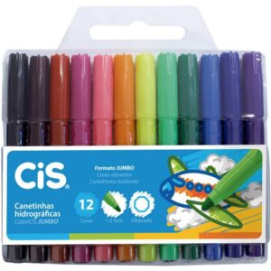 Caneta Hidrografica Jumbo Cis 12 Cores - Imagem 1