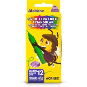 Giz de Cera Curto 12 Cores Triangular 45G - Imagem 1