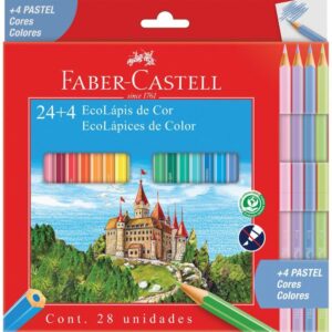 Lapis de Cor Sextavado Ecolapis 24CORES + 4PASTEL - Imagem 1