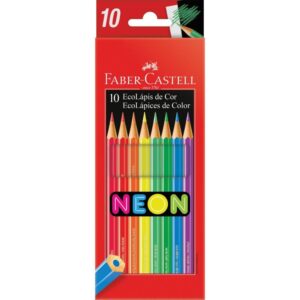 Lapis de Cor Sextavado Ecolapis 10 Cores Neon - Imagem 1