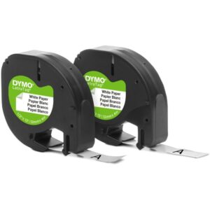 Fita para Rotulador Eletronico 12MMX4MTS Papel Preto/Branco - Imagem 1
