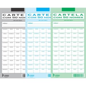 Cartela de Rifa C/50 Nomes Pct.c/50 Cartelas - Imagem 1