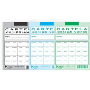 Cartela de Rifa C/25 Nomes Pct.c/50 Cartelas - Imagem 1