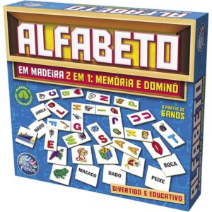 Brinquedo Pedagogico Madeira Alfabeto Domino e Memoria - Imagem 3