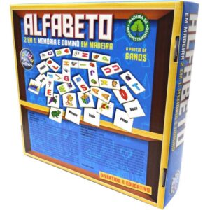 Brinquedo Pedagogico Madeira Alfabeto Domino e Memoria - Imagem 4