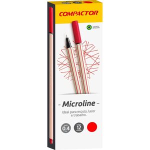Caneta com Ponta Porosa Microline 0,4MM Vermelha - Imagem 1