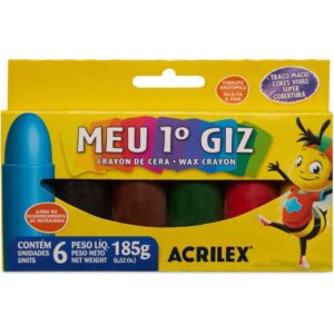 Giz de Cera Jumbo 06 Cores Meu 1 Giz de Cera - Imagem 1