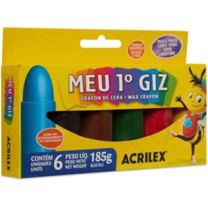 Giz de Cera Jumbo 06 Cores Meu 1 Giz de Cera - Imagem 3