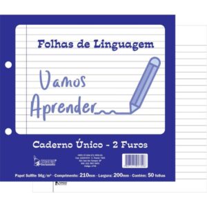 Folha 2 Furos Linguagem P/Caderno Unico 50FL - Imagem 1