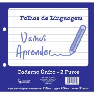 Folha 2 Furos Linguagem P/Caderno Unico 50FL - Imagem 2
