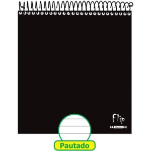 Caderno 10X1 Cp.dura Colegial Flip Neutro Preto Vert 160FLS. - Imagem 1