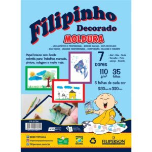 Bloco para Educacao Artistica Moldura 7 Cores A4 110G 35F - Imagem 1